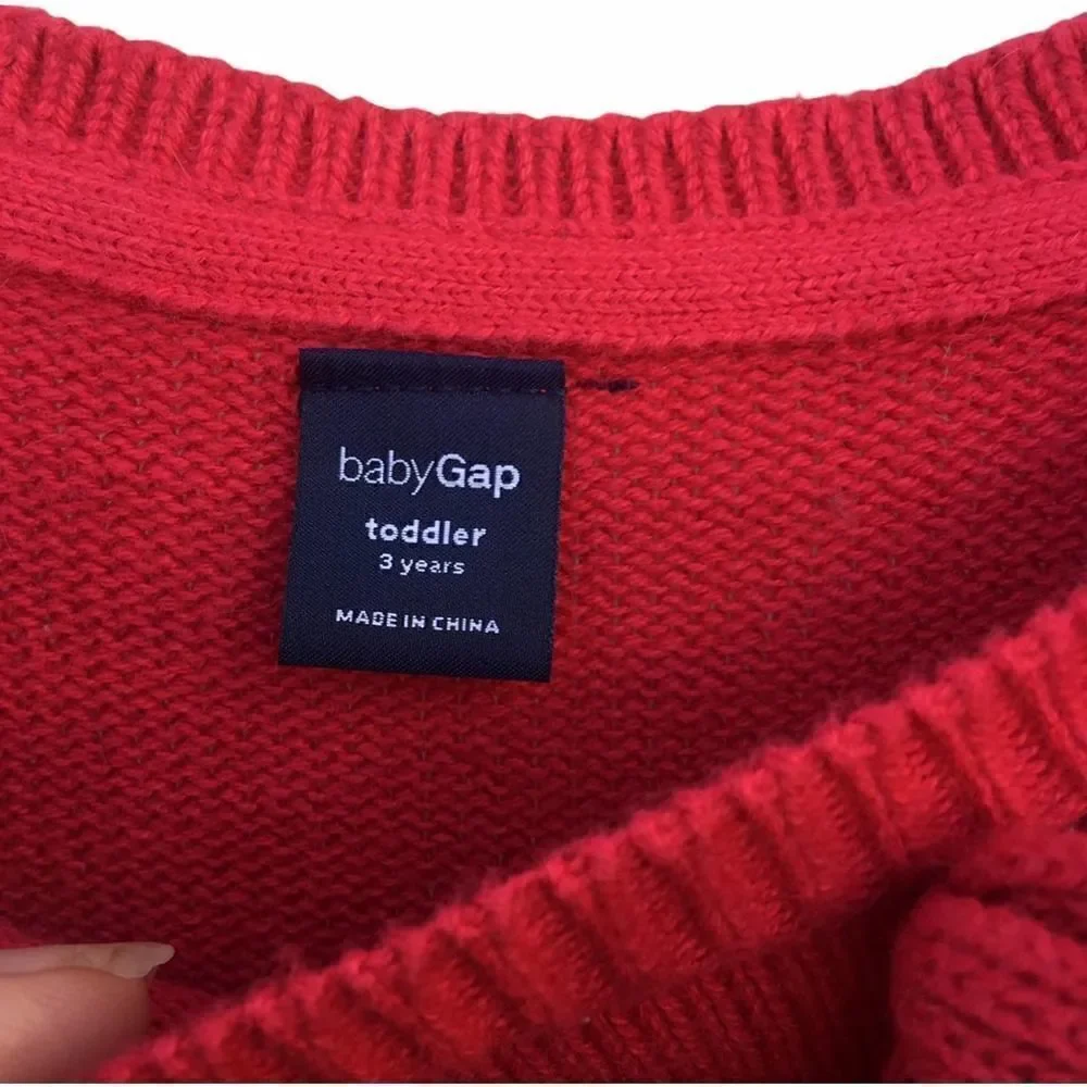 Gap Toddler Red Knitted sweaterdress 3 holiday